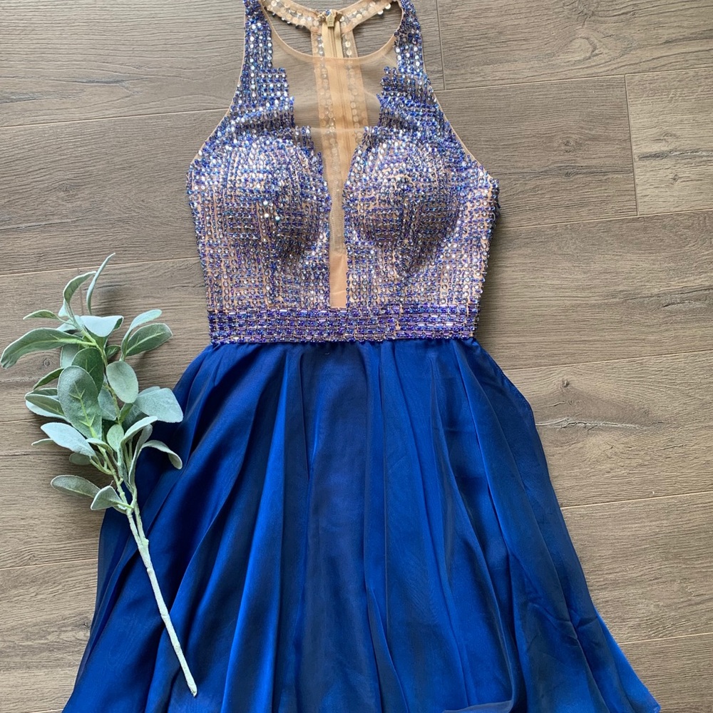 Sherri Hill blue beaded dress